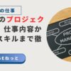 木目デスク上の黒板に描かれたプロジェクト管理マインドマップと「社内SEのプロジェクト管理」タイトルの組み合わせ画像。