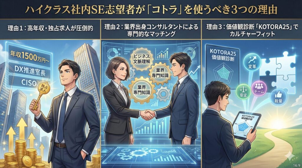 30代・40代の社内SE転職で年収アップを目指すなら「コトラ」がおすすめ