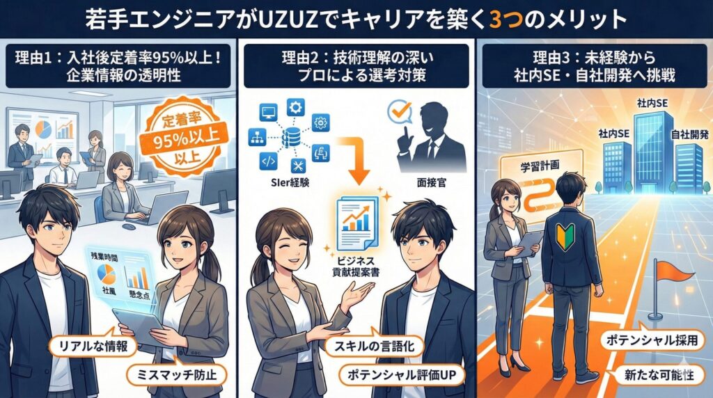 若手エンジニアがUZUZを選ぶ3つのメリット
